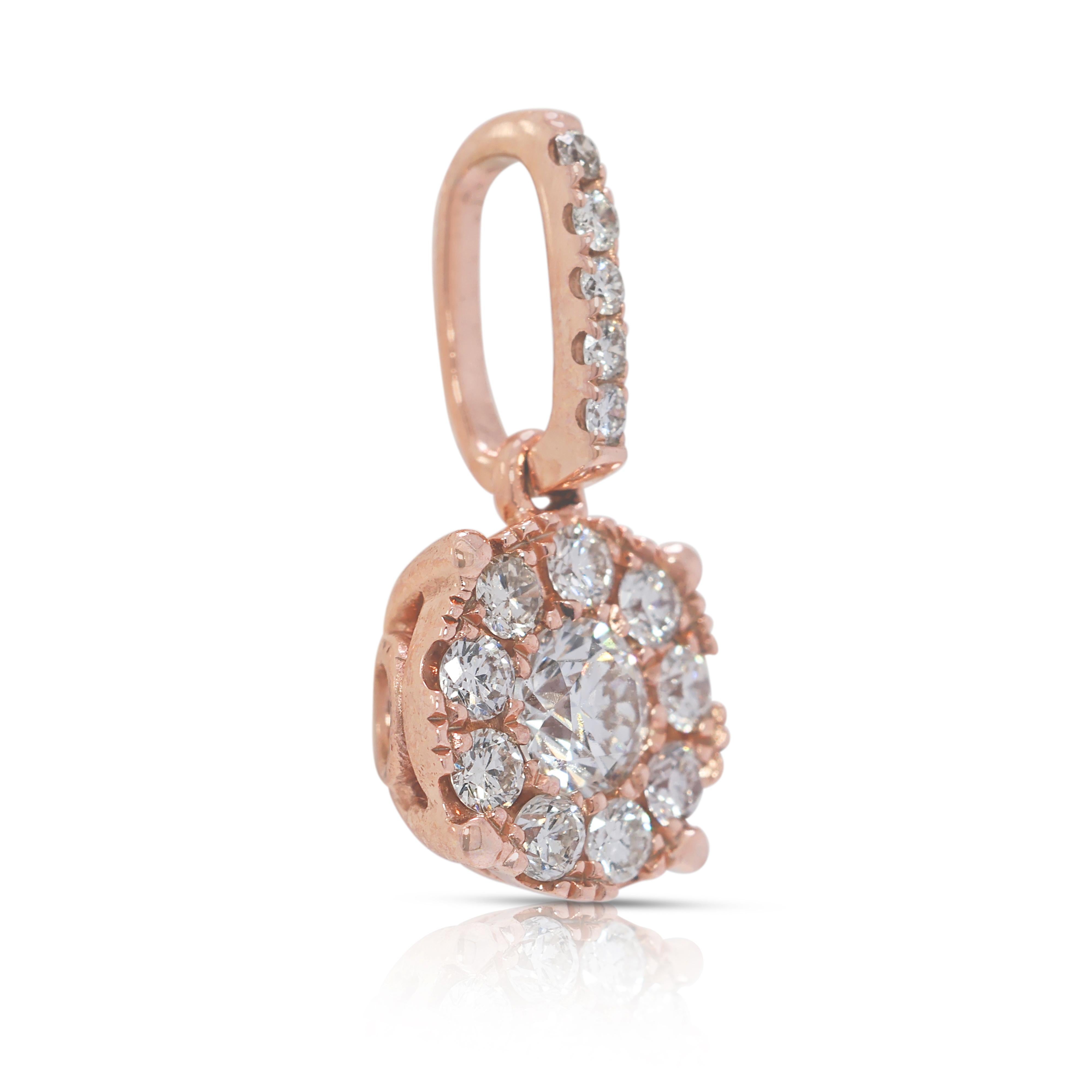 Round Cut Elegant 0.36ct Natural Diamonds Pendant in 18K Rose Gold For Sale