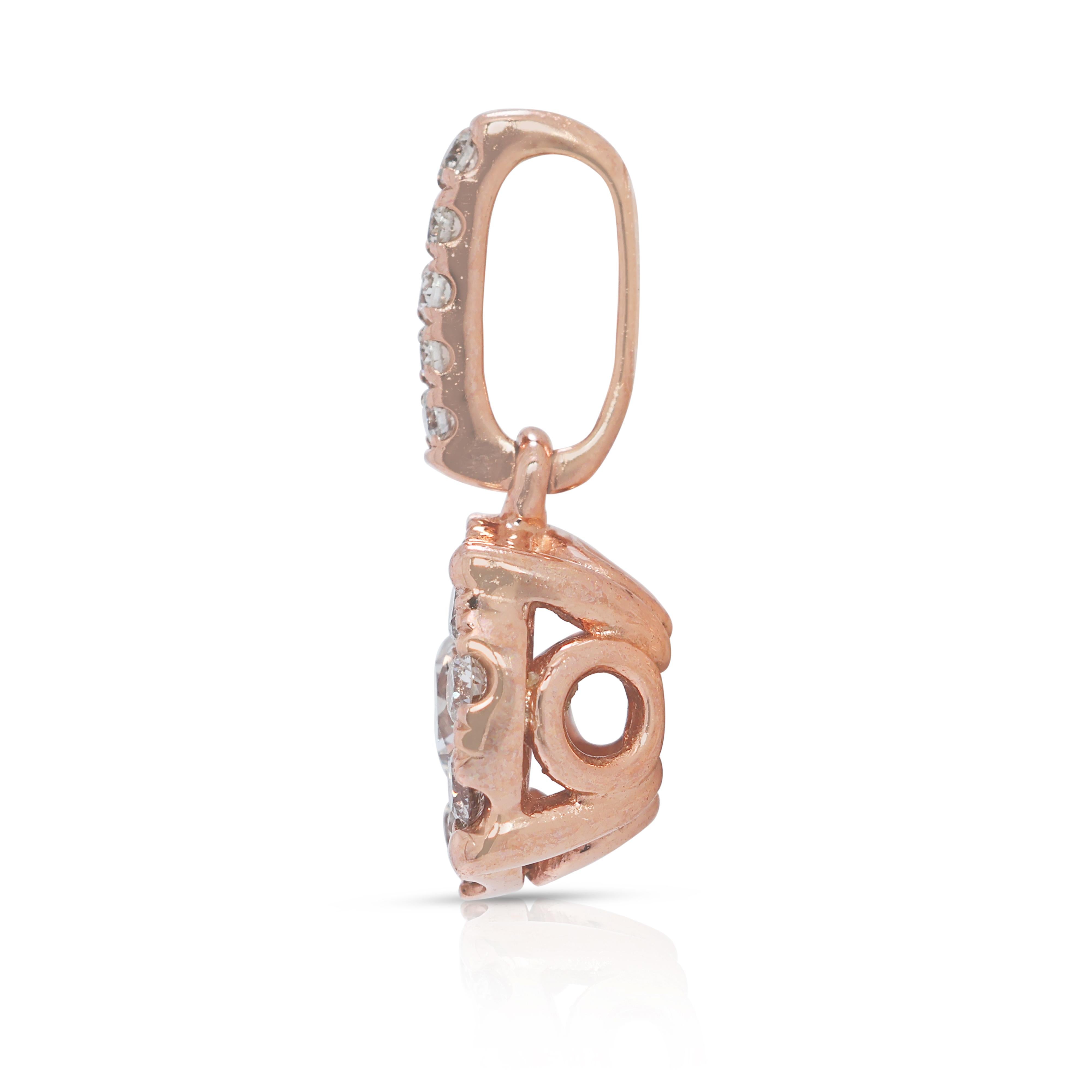 Women's Elegant 0.36ct Natural Diamonds Pendant in 18K Rose Gold For Sale