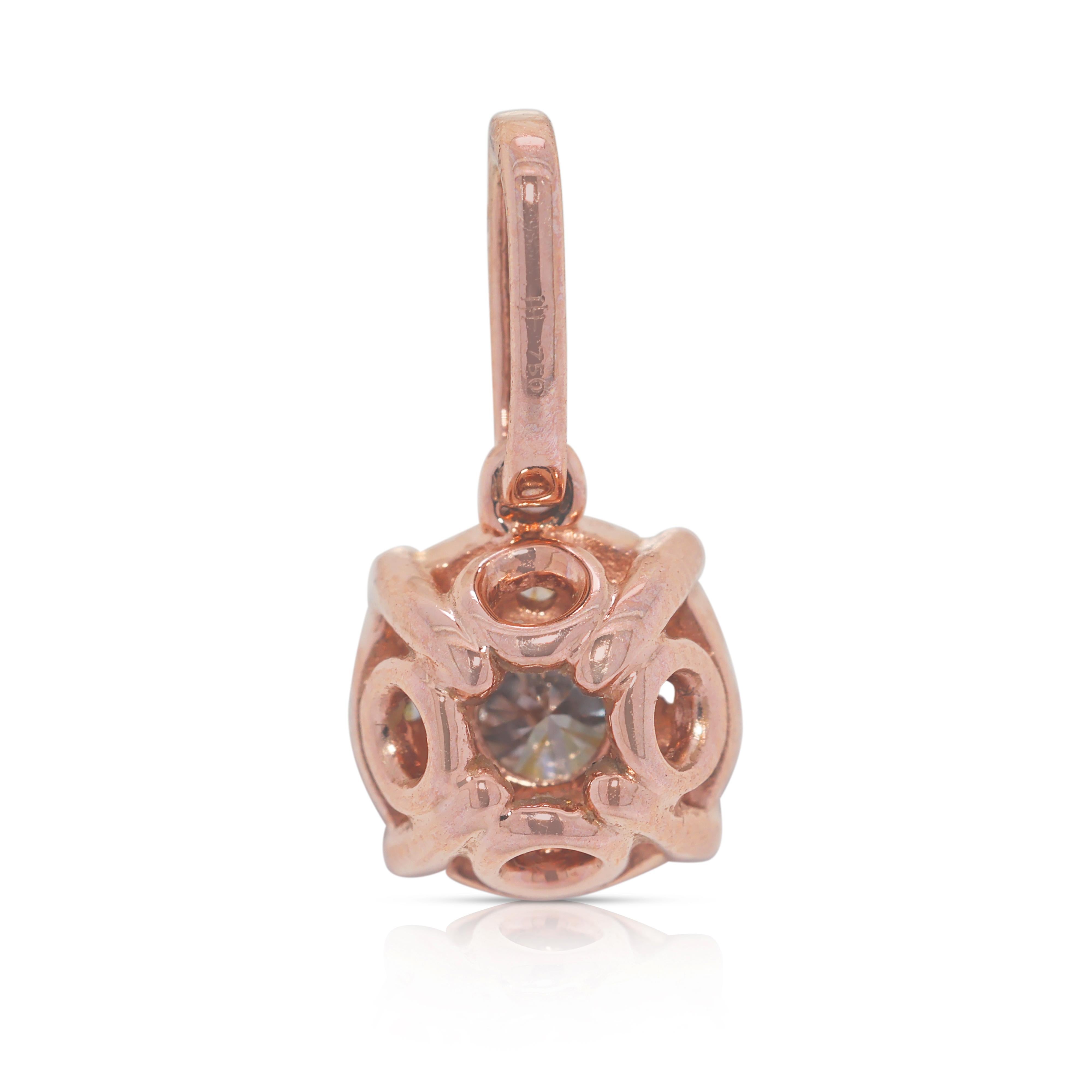 Elegant 0.36ct Natural Diamonds Pendant in 18K Rose Gold For Sale 1
