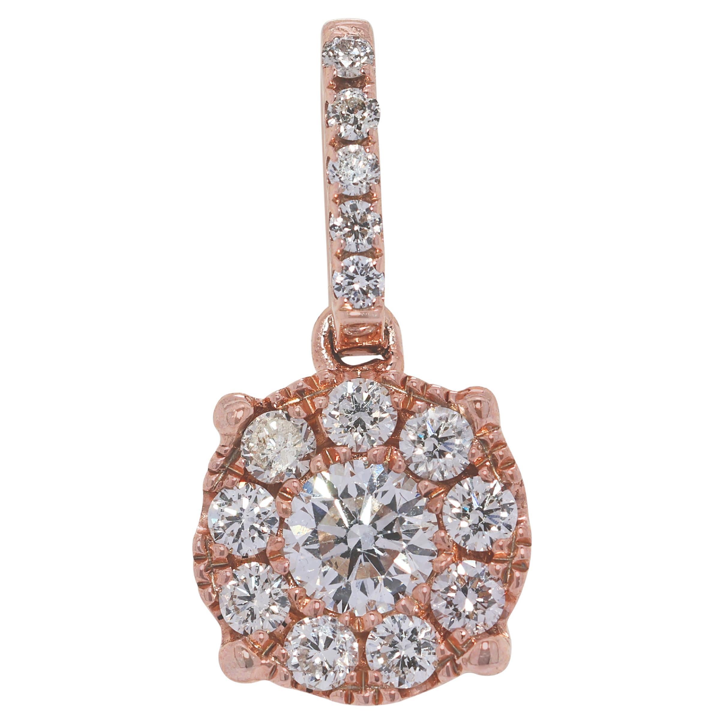 Elegant 0.36ct Natural Diamonds Pendant in 18K Rose Gold For Sale