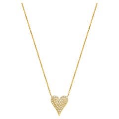 Elegant 0.37 Carat F-G, SI Round Diamond Necklace in 14k Yellow Gold