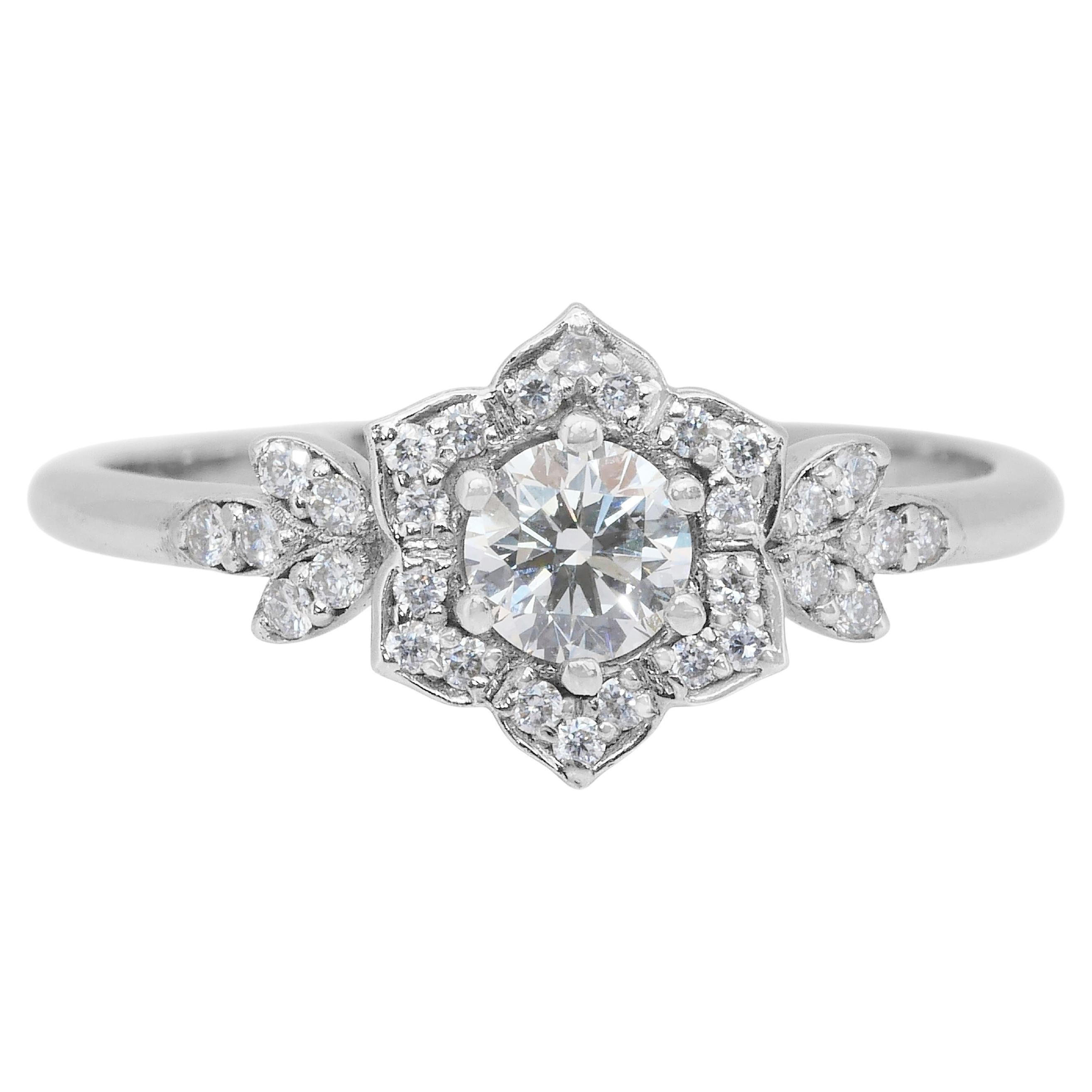 Eleganter 0,37ct Diamanten Cluster Ring in 18k Weißgold - IGI zertifiziert