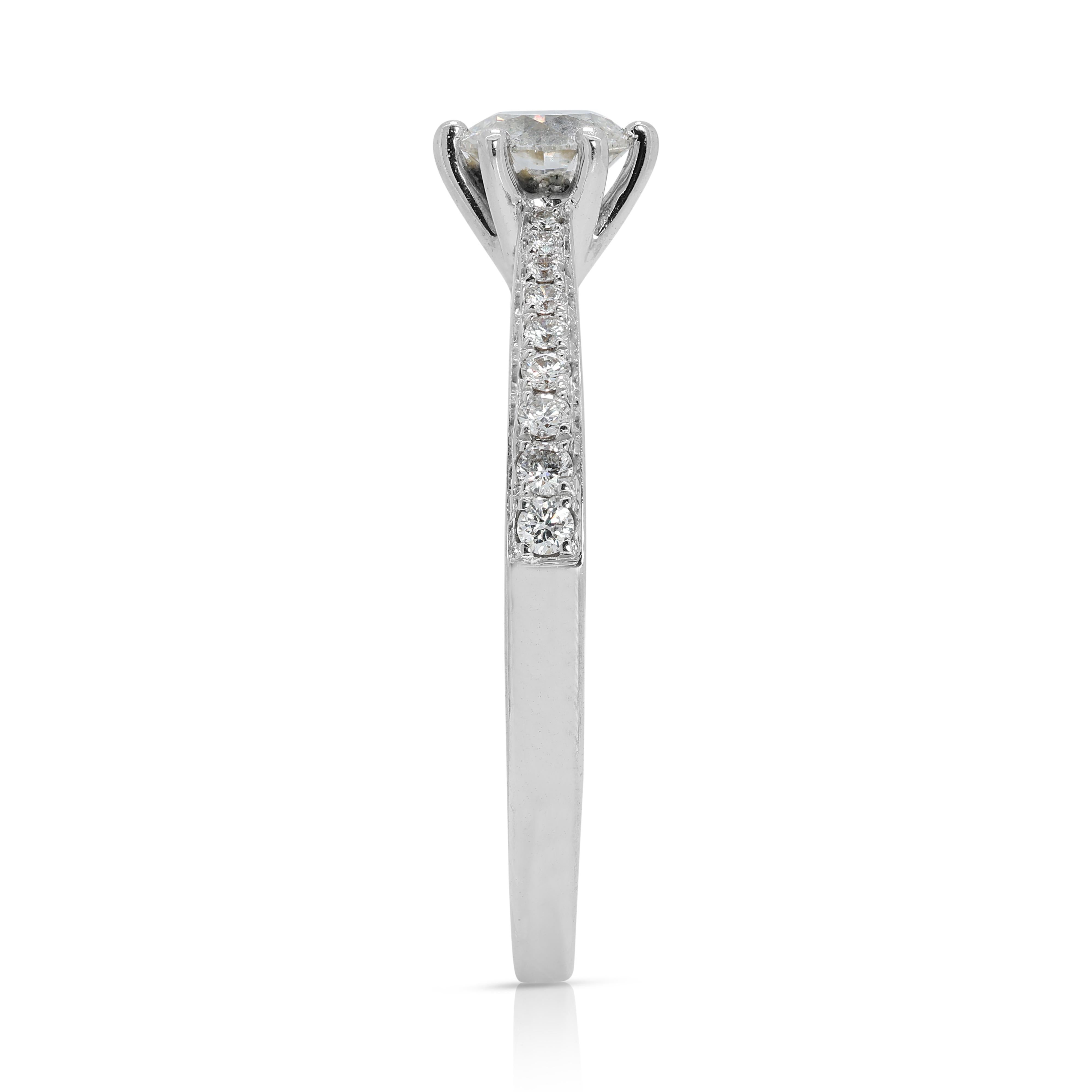 Elegant 0.38ct Natural Diamond Pave Ring in 18K White Gold For Sale 1