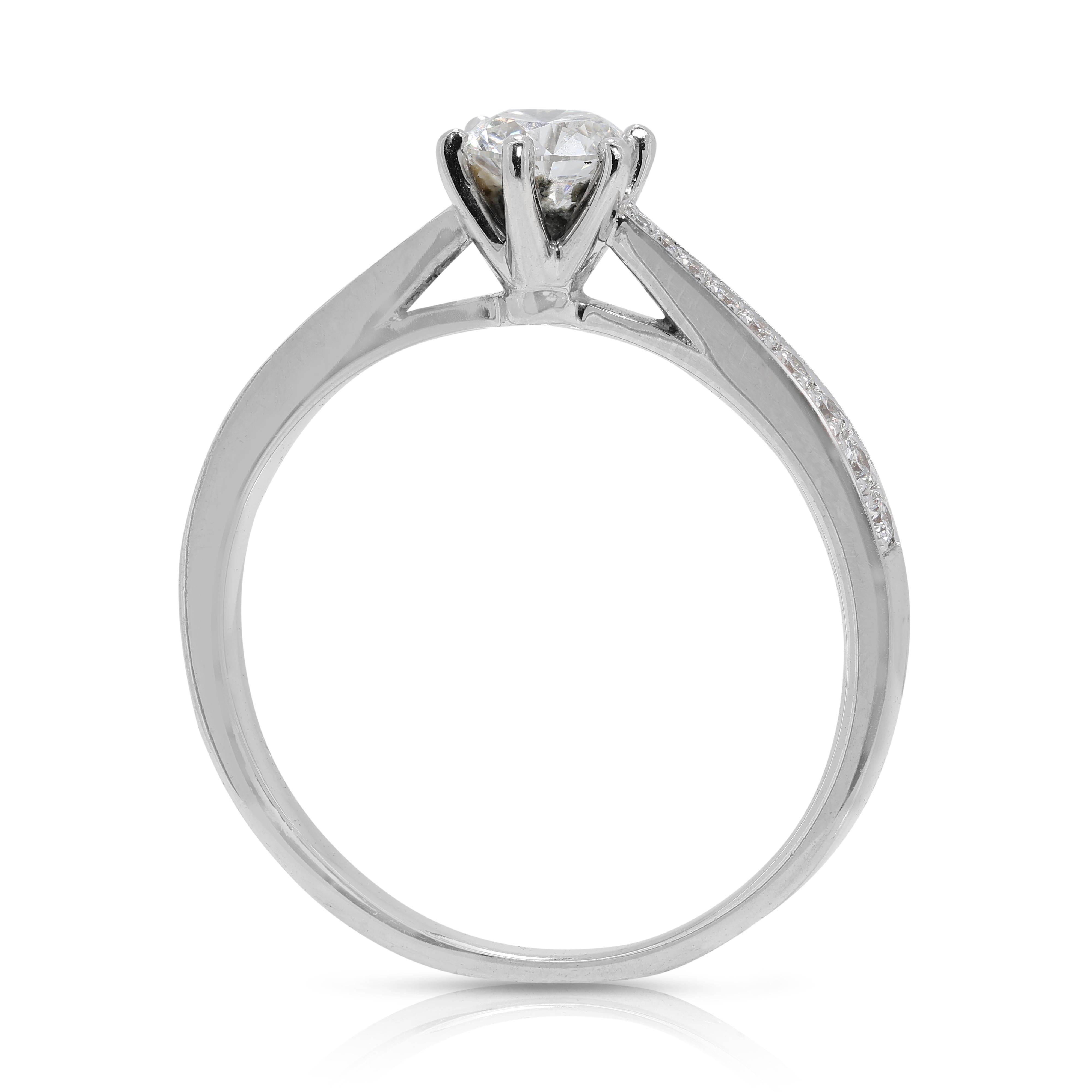 Elegant 0.38ct Natural Diamond Pave Ring in 18K White Gold For Sale 2