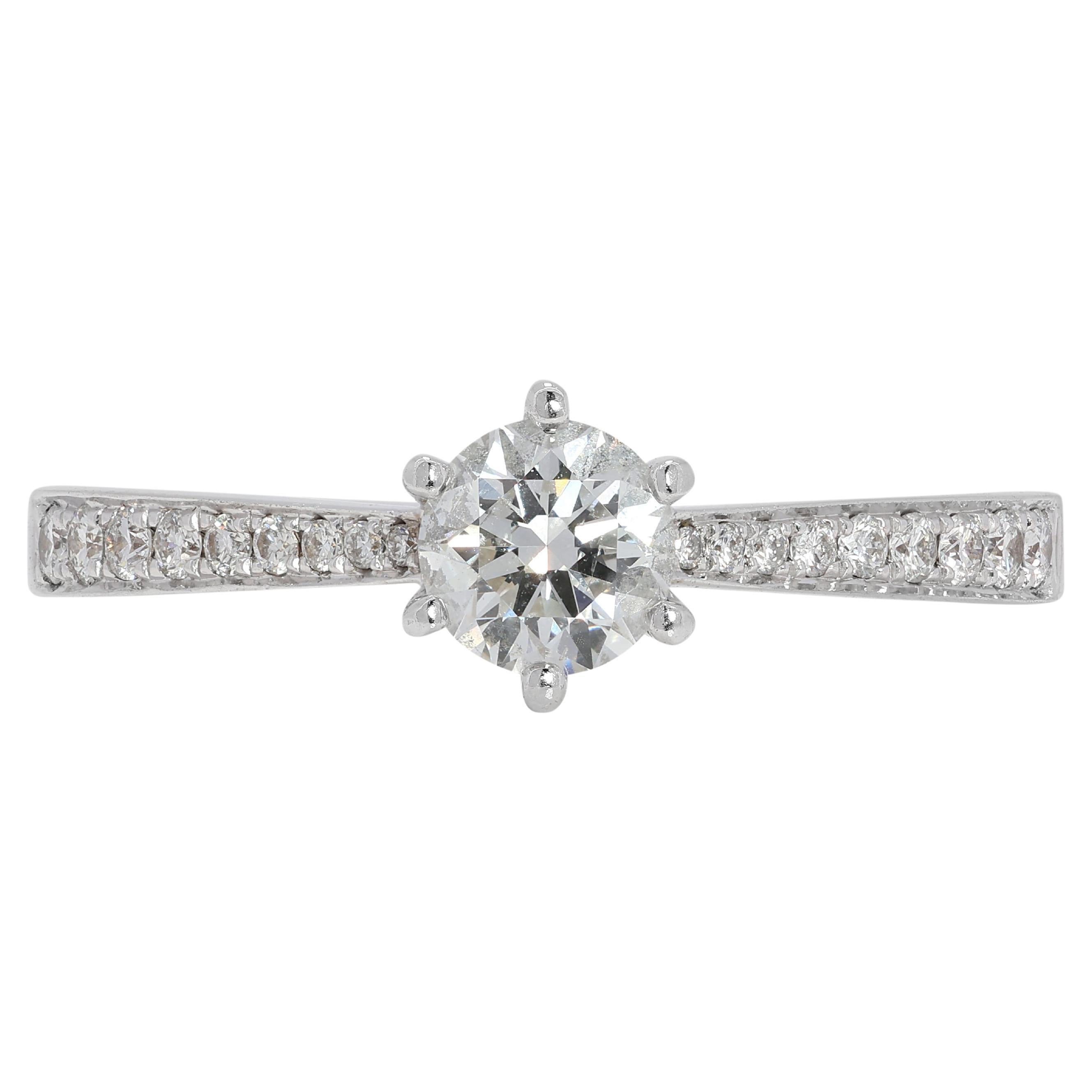 Elegant 0.38ct Natural Diamond Pave Ring in 18K White Gold