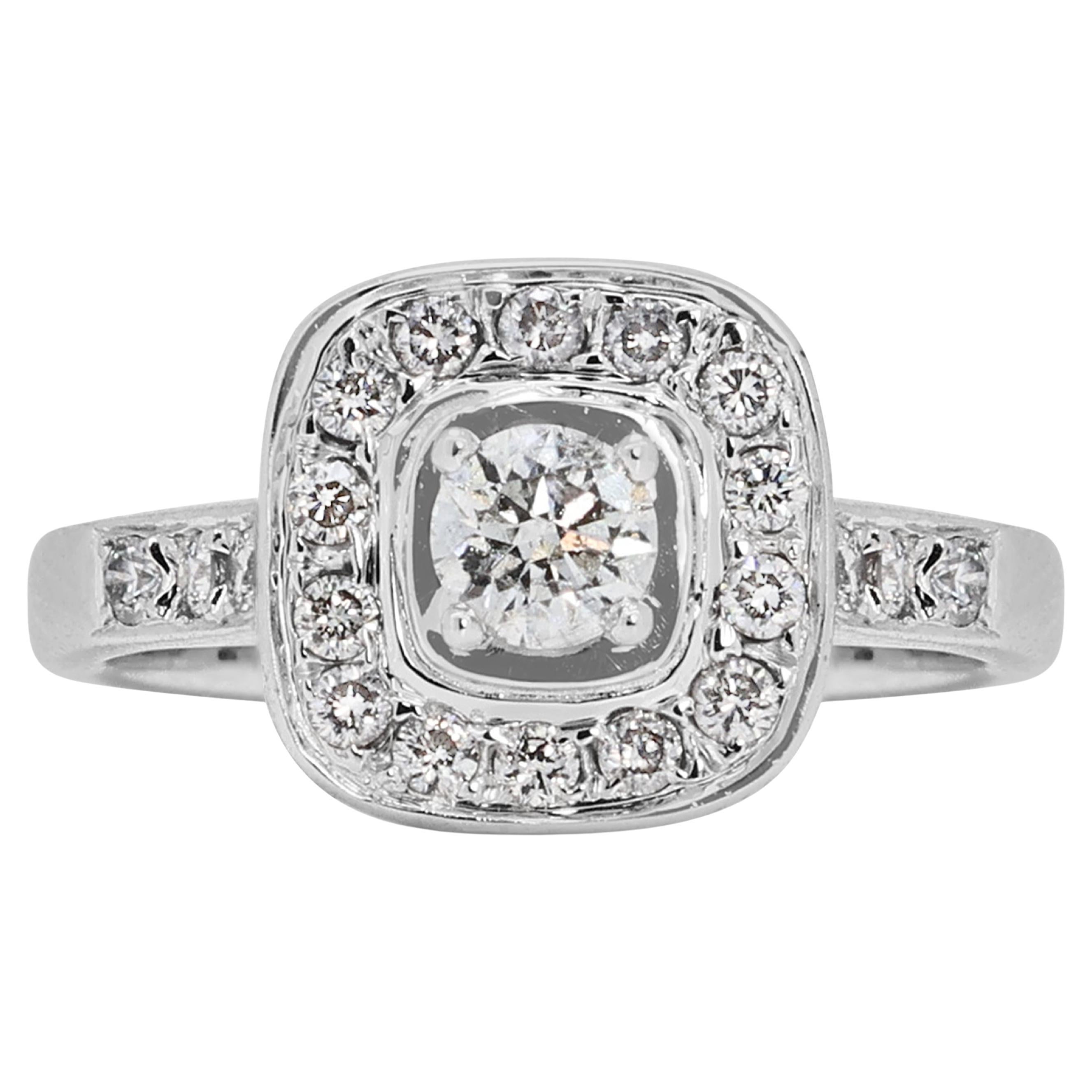 Elegant 0.39ct Diamonds Cluster Ring in 18k White Gold