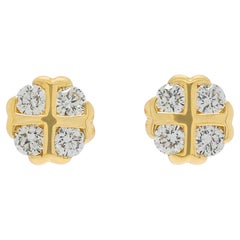 Elegant 0.40ct Diamond Floral Earrings in 20K Yellow Gold