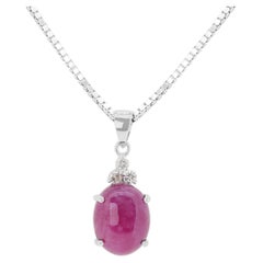 Elegant 0.40ct Ruby Pendant with Diamonds in 18K White Gold - Chain Not Included