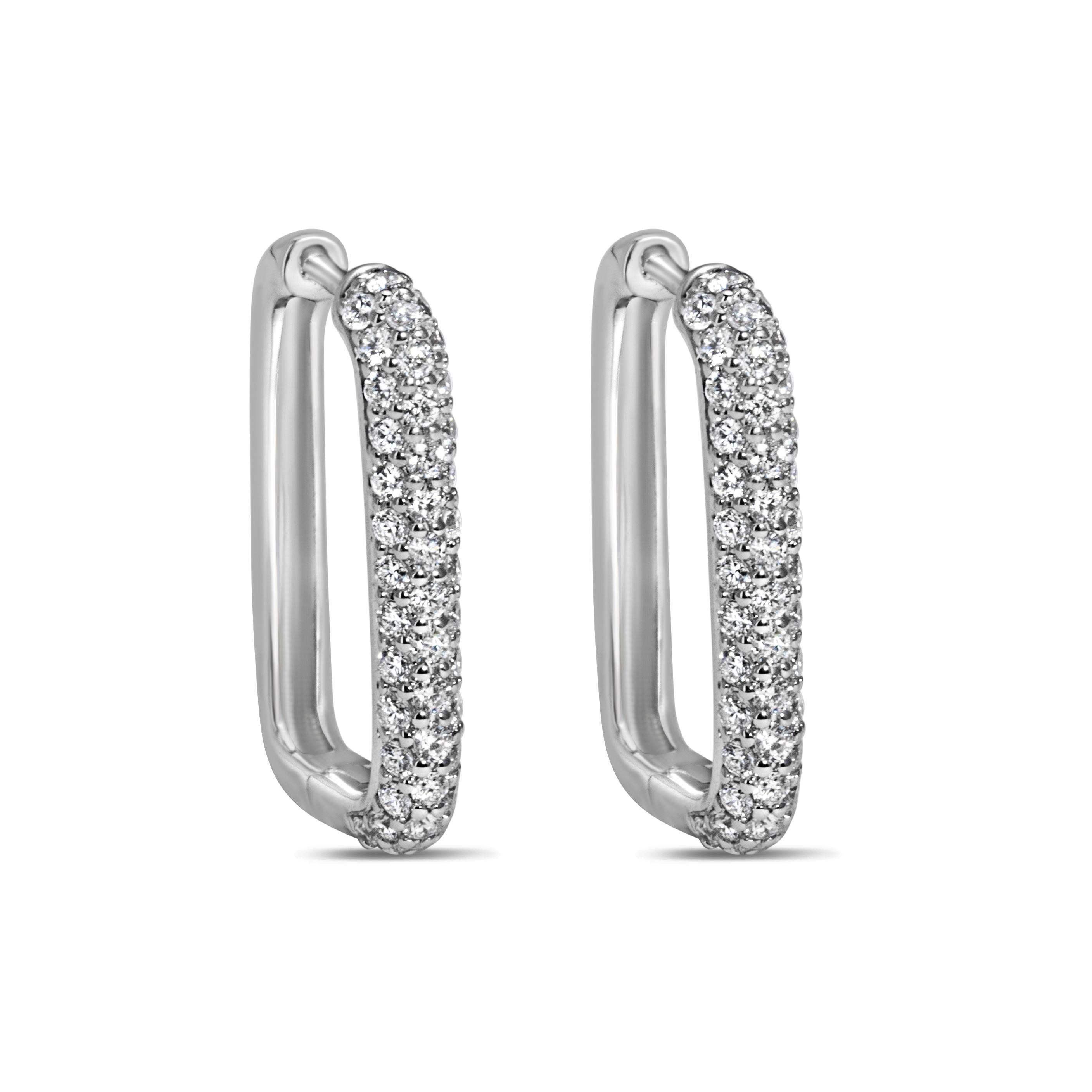 Taglio rotondo Eleganti orecchini di diamanti rotondi da 0,41 carati F-G, SI in oro bianco 14k in vendita