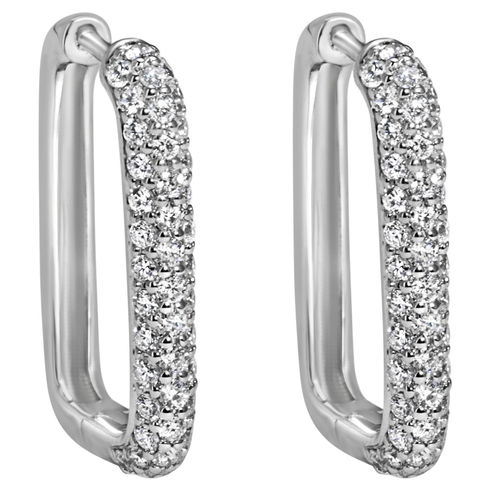 Elegantes Pendientes de Diamantes Redondos F-G, SI de 0,41 Quilates en Oro Blanco de 14k
