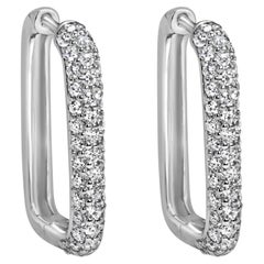 Elegantes Pendientes de Diamantes Redondos F-G, SI de 0,41 Quilates en Oro Blanco de 14k