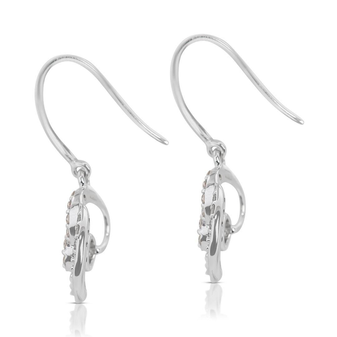 Women's Elegant 0.42ct Drop Diamond Earrings set in Gleaming 18K White Gold For Sale