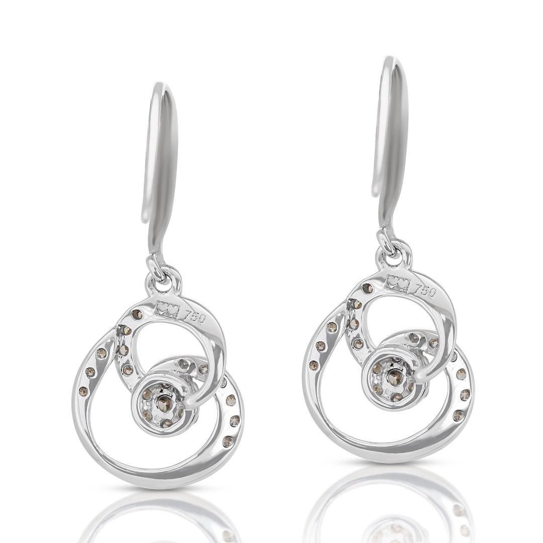 Elegant 0.42ct Drop Diamond Earrings set in Gleaming 18K White Gold For Sale 2