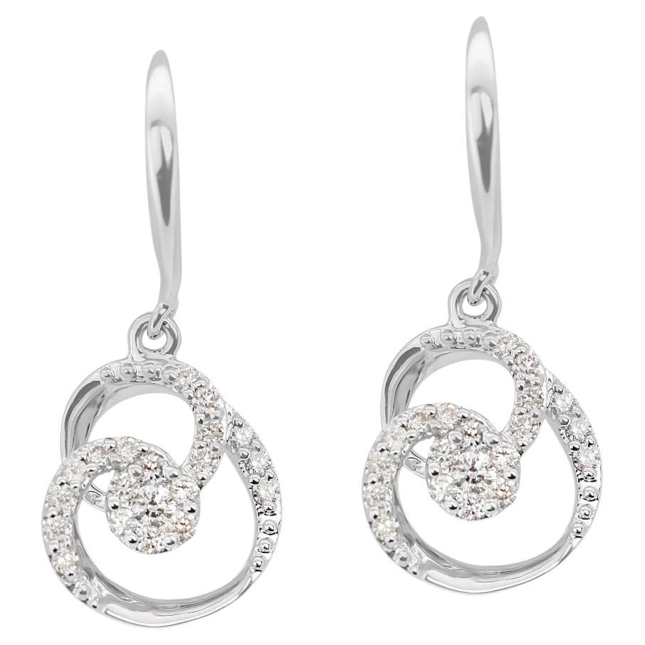 Elegant 0.42ct Drop Diamond Earrings set in Gleaming 18K White Gold For Sale