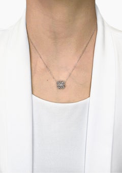 Elegant 0.44ct Rose-Cut Diamond Four-Leaf Clover Pendant in 18K White Gold