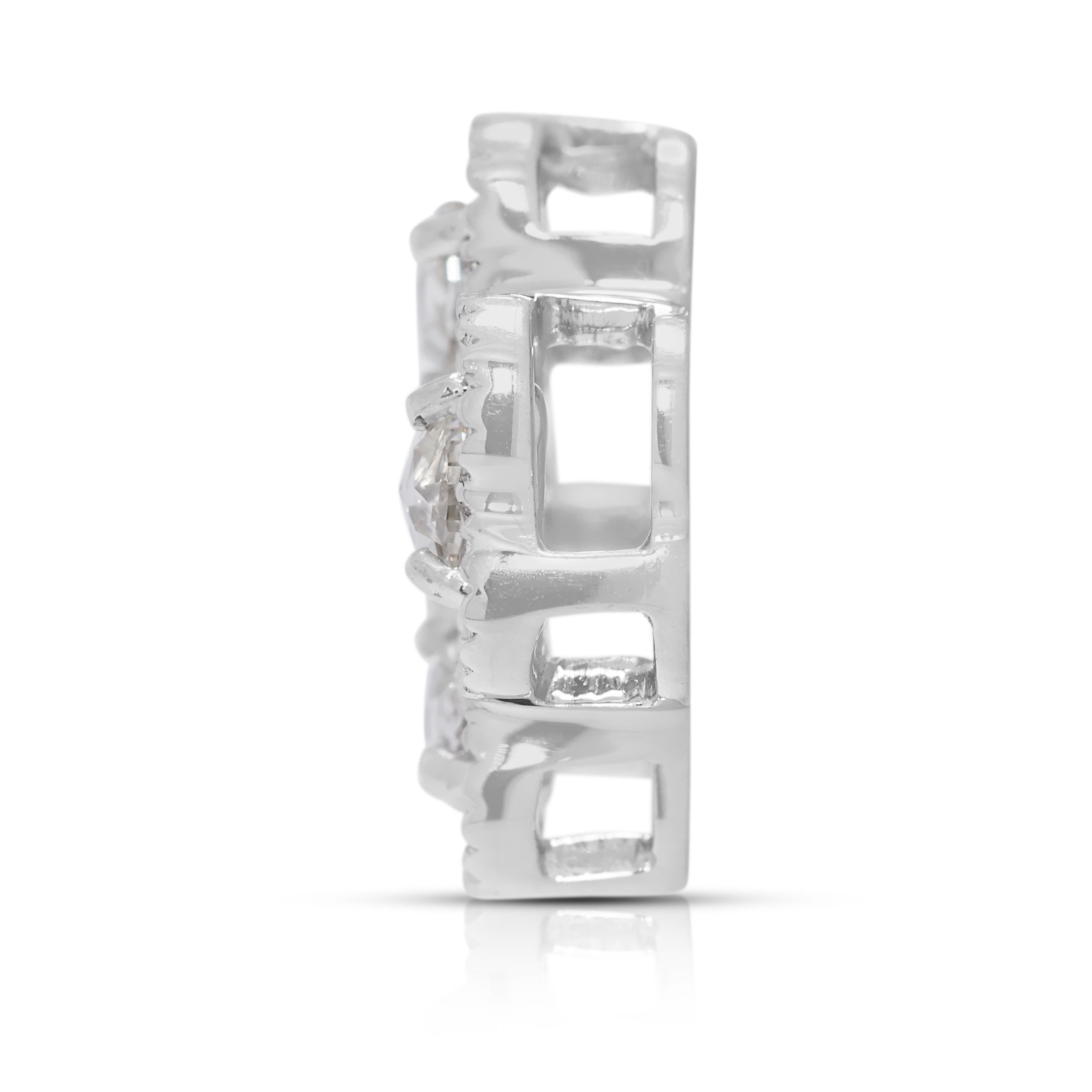 Eleganter vierblättriger Kleeblatt-Anhänger mit 0,44 Karat Diamant im Rosenschliff aus 18 Karat Weißgold im Angebot 1