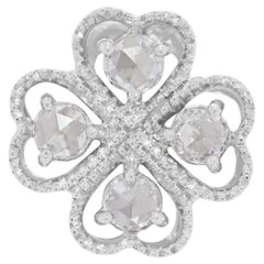 Elegante Colgante de Trébol de Cuatro Hojas con Diamantes talla Rosa de 0,44 ct en Oro Blanco de 18 quilates