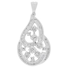 Elegant 0.54ct Natural Diamond Openwork Teardrop Pendant in 18K White Gold