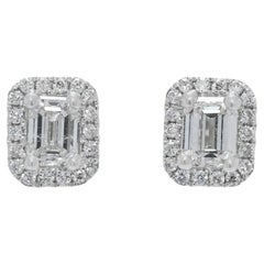 Elegant 0.55ct Natural Diamond Halo Stud Earrings in 18K White Gold