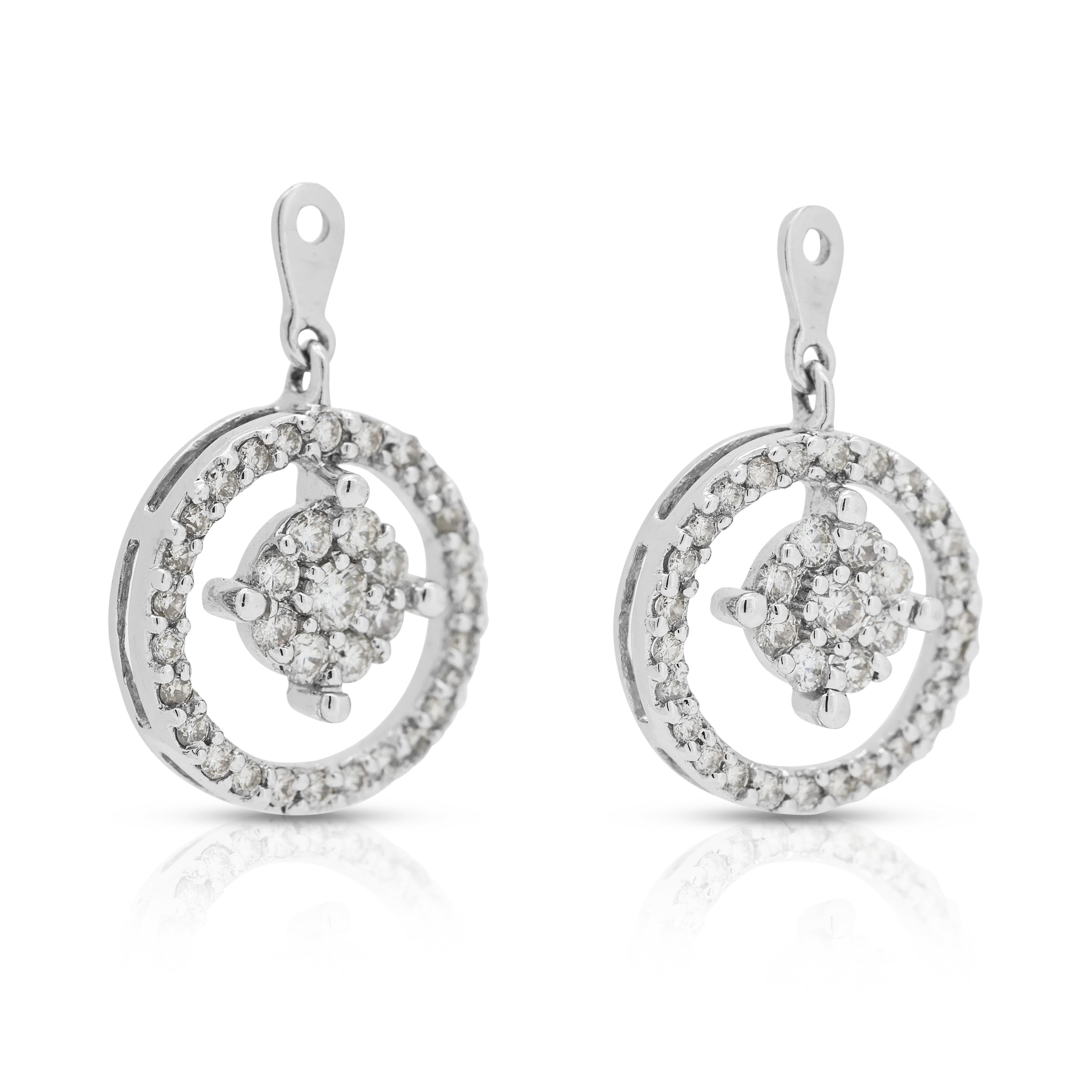 Elegance orecchino con diamante naturale da 0,56 carati in oro bianco 18 carati In condizioni Nuovo in vendita a רמת גן, IL