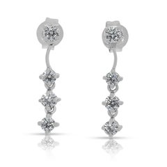 Elegant 0.58ct Celestial Diamond Drop Earrings in 18K White Gold