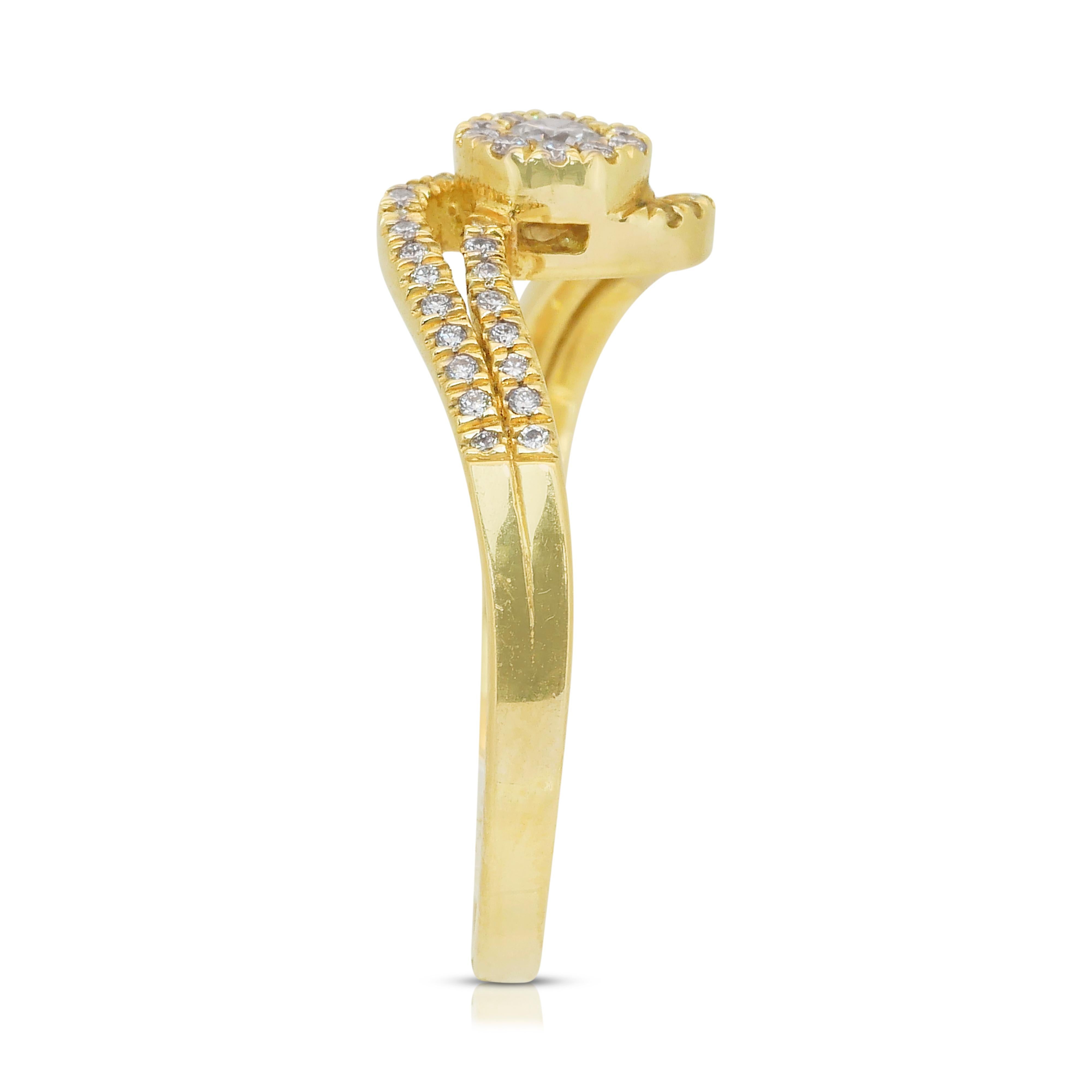 Elegant 0.60ct Diamonds Pave Ring in 14k Yellow Gold - IGI Certified 2