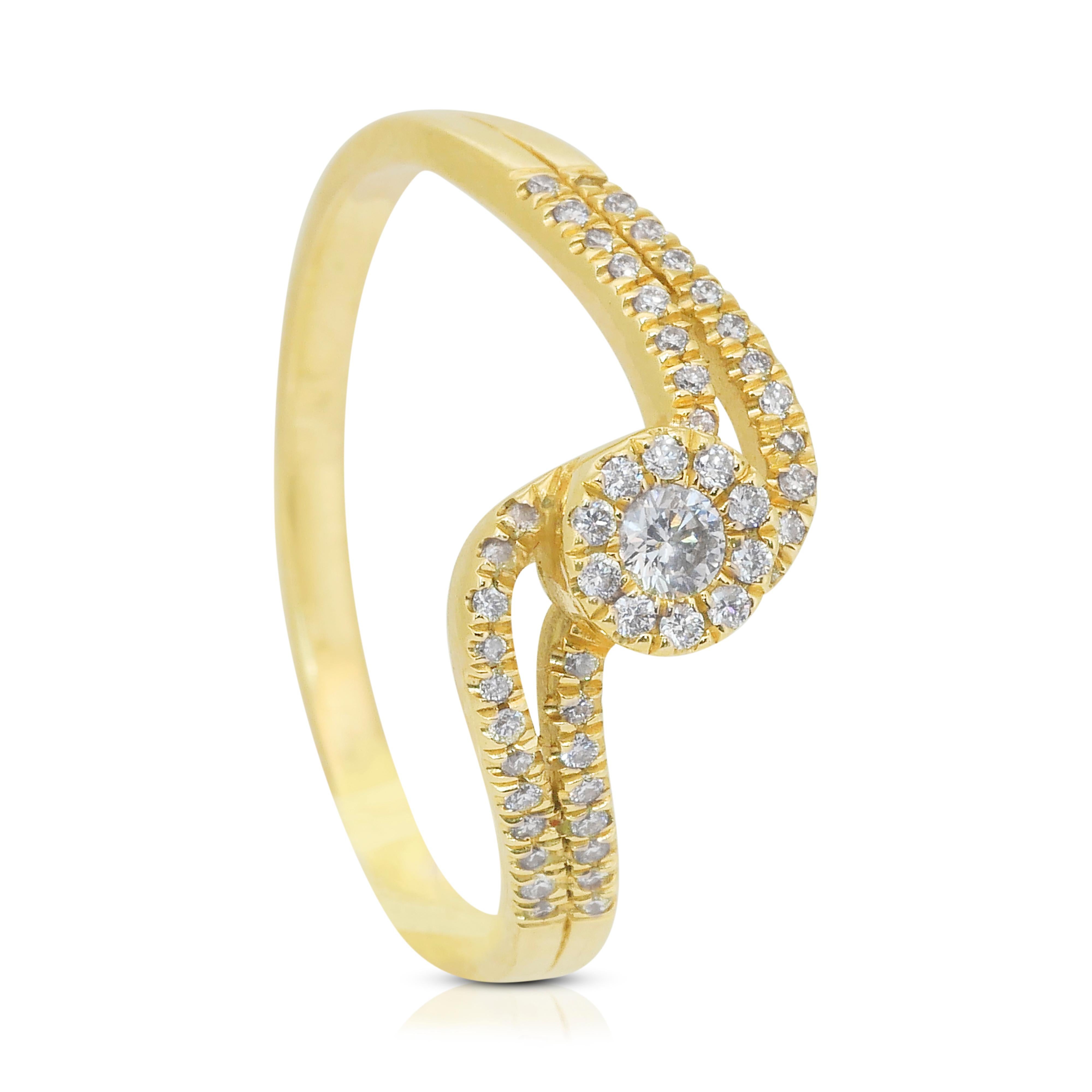 Elegant 0.60ct Diamonds Pave Ring in 14k Yellow Gold - IGI Certified 3