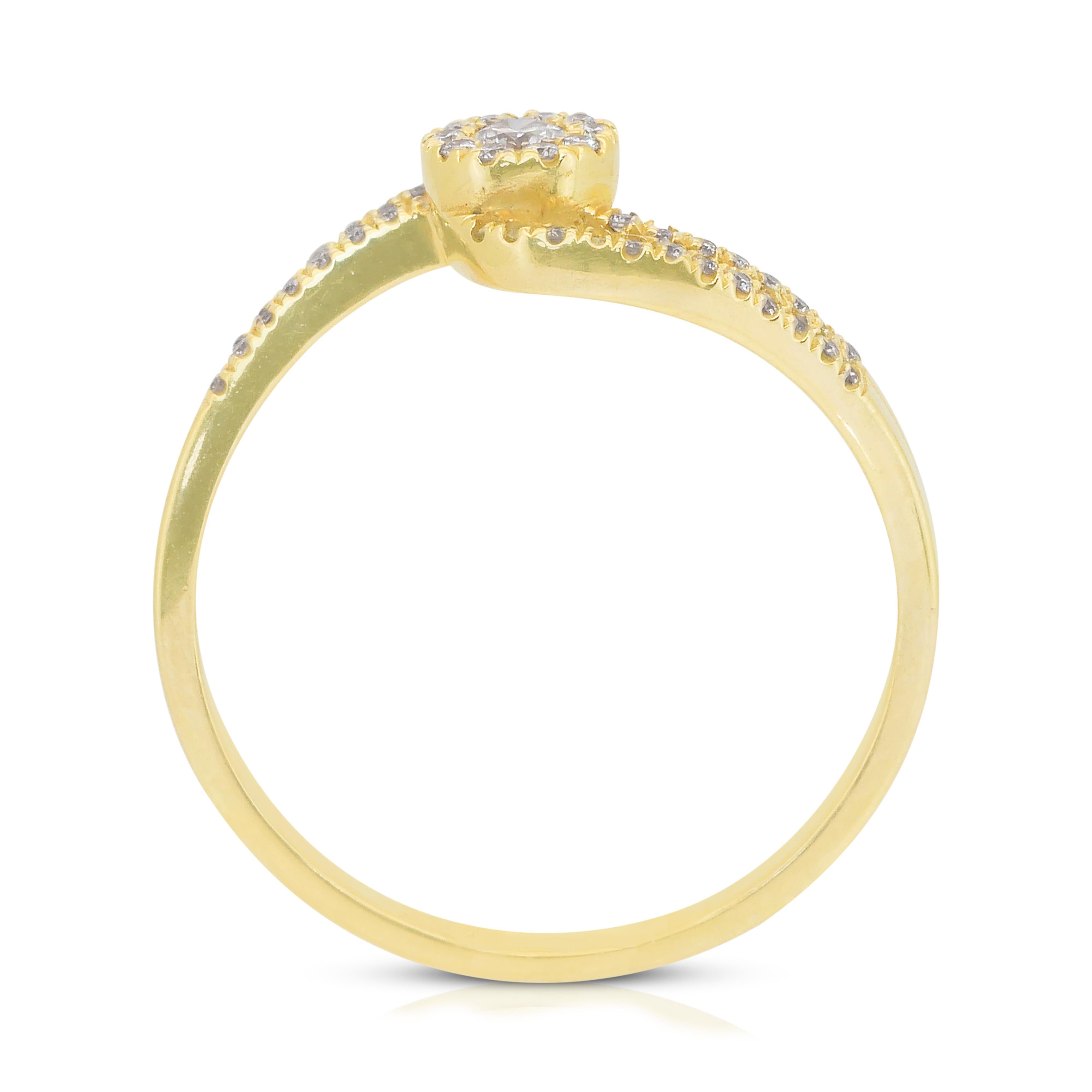 Elegant 0.60ct Diamonds Pave Ring in 14k Yellow Gold - IGI Certified 4