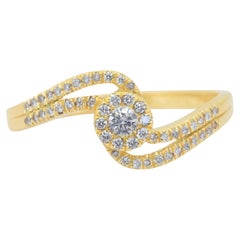 Elegant 0.60ct Diamonds Pave Ring in 14k Yellow Gold - IGI Certified