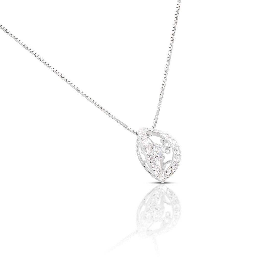 Round Cut Elegant 0.60ct Round Brilliant Natural Diamond Necklace in 18K White Gold For Sale