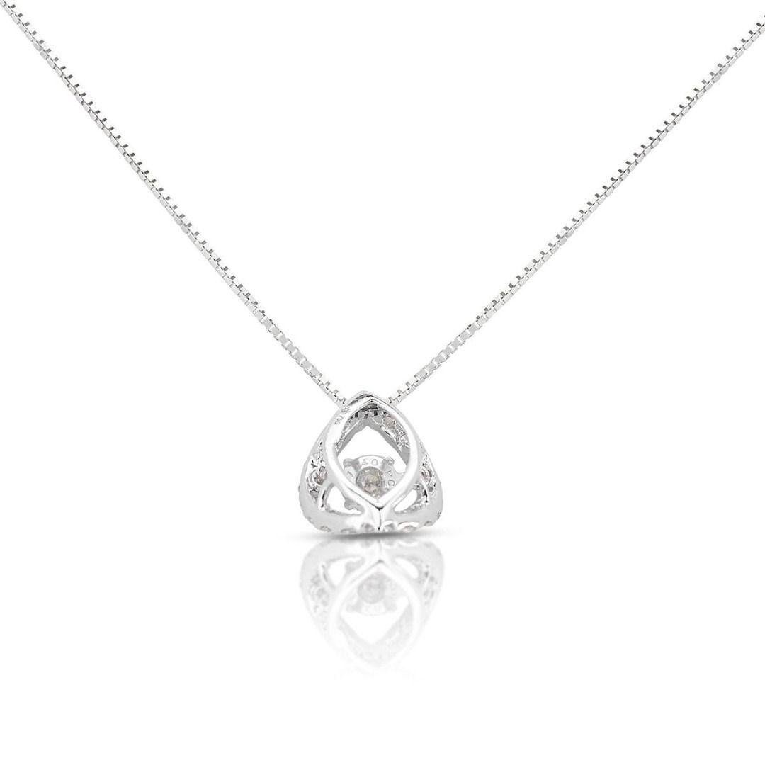 Elegant 0.60ct Round Brilliant Natural Diamond Necklace in 18K White Gold For Sale 1
