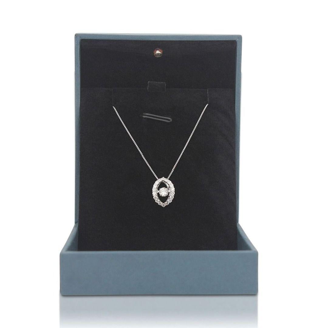 Elegant 0.60ct Round Brilliant Natural Diamond Necklace in 18K White Gold For Sale 2