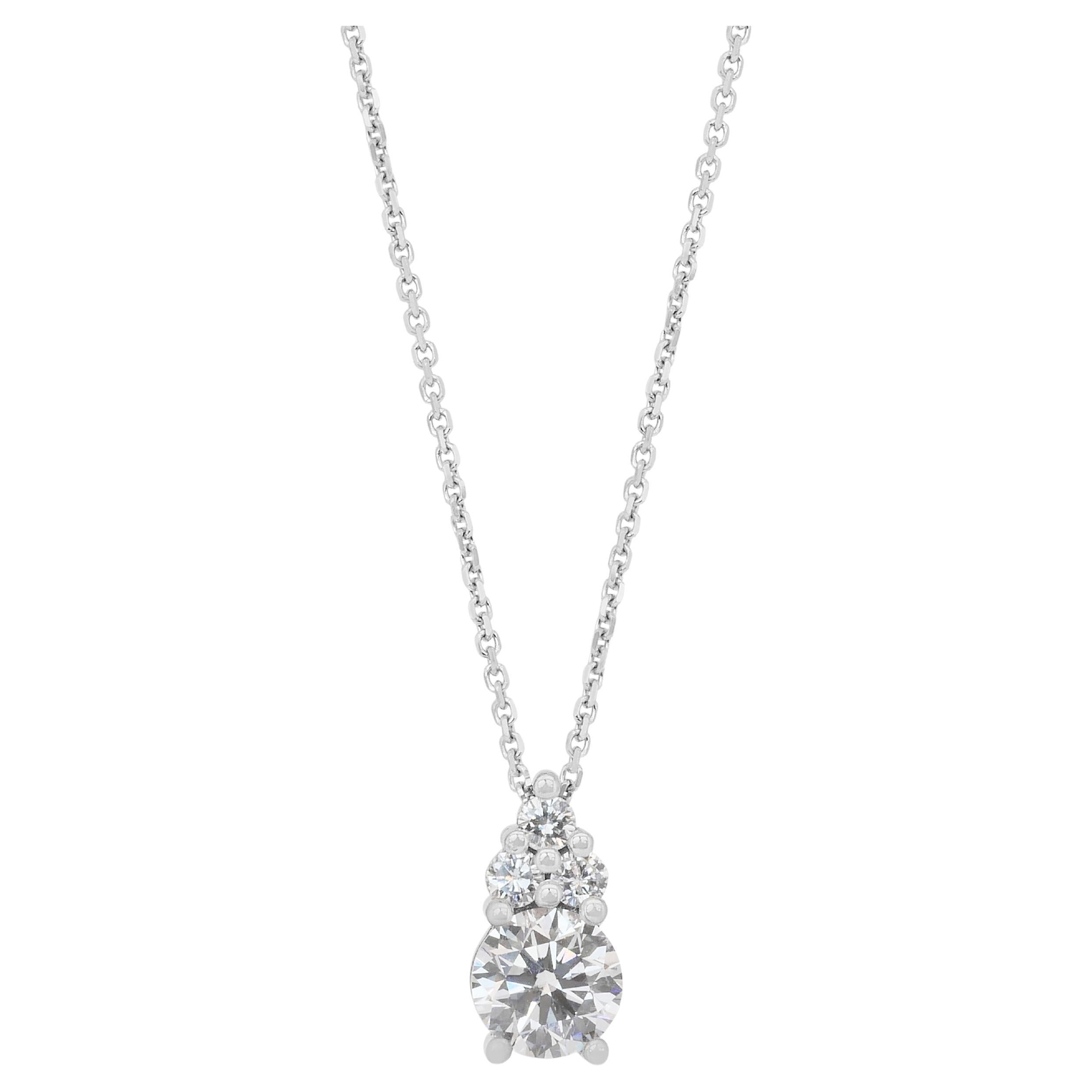 Elegant collier avec pendentif en or blanc 18k et diamants de 0,61ct - certifié IGI