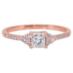 Elegant 0.61ct Diamonds Pave Ring in 18k Rose Gold - IGI Certified