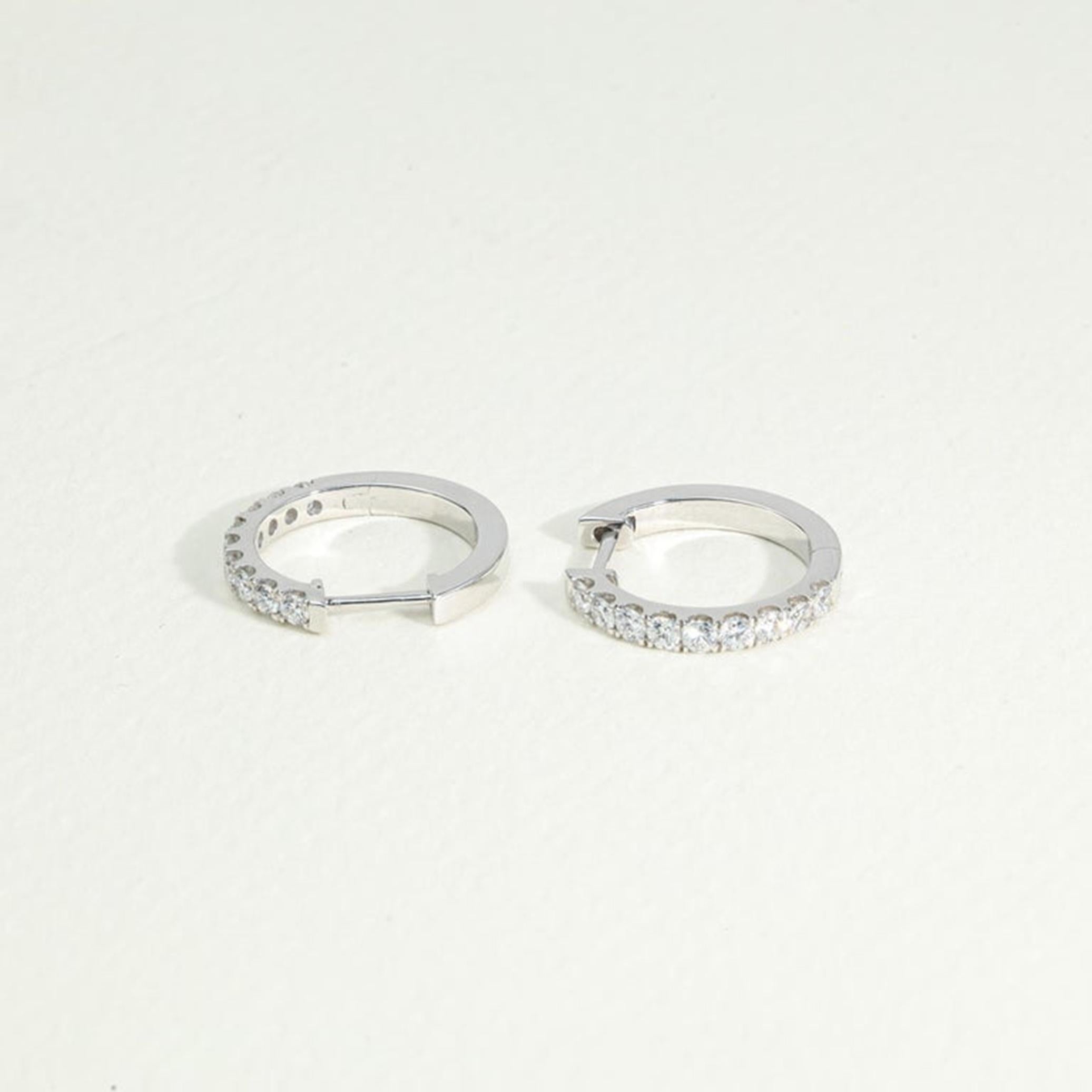 Elegant 0.62ct Round-Cut Diamond Huggie Hoop Earrings in 18K White Gold — Luxury For Sale 2