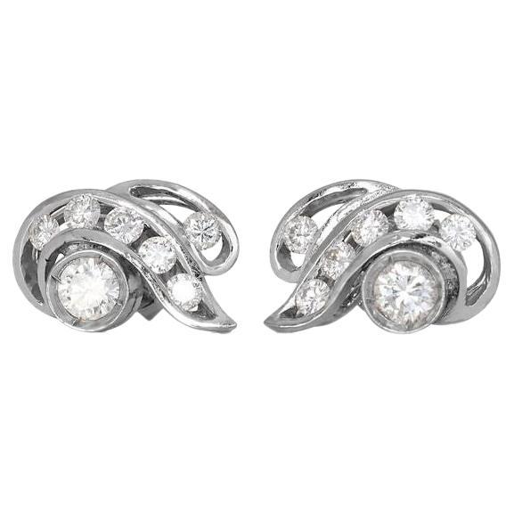 Round Cut Elegant 0.66ct Diamond Earrings in 14K White Gold