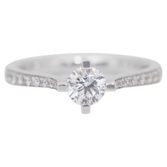Elegant 0.66ct Diamond Pave Ring in 18k White Gold - IGI Certified