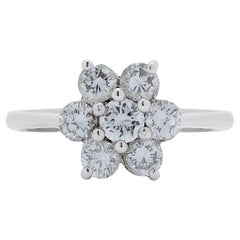 Elegant 0.68ct Diamond Flower Ring in 18K White Gold