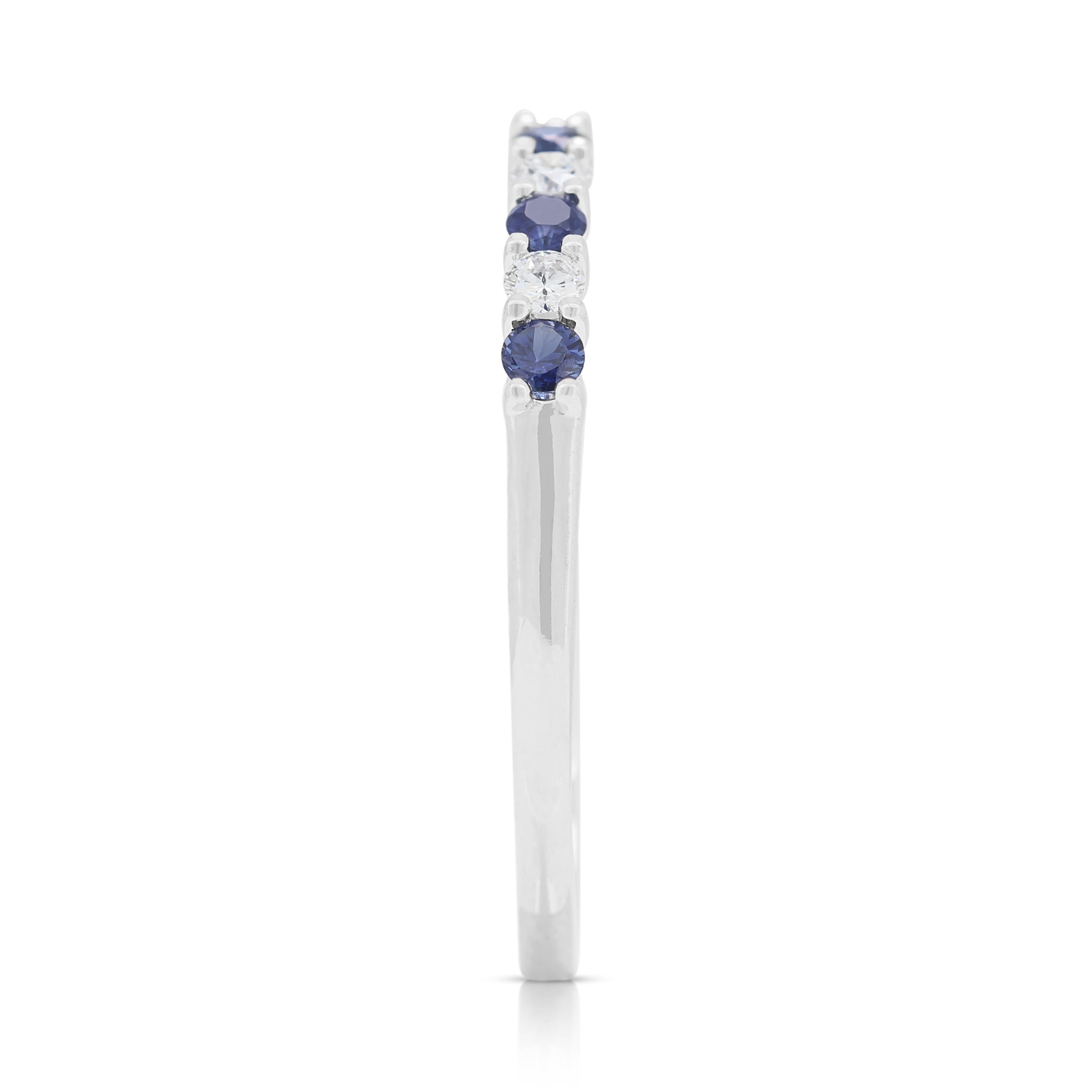 Elegant 0.6ct Sapphire and Diamond Ring in 18K White Gold In New Condition In רמת גן, IL