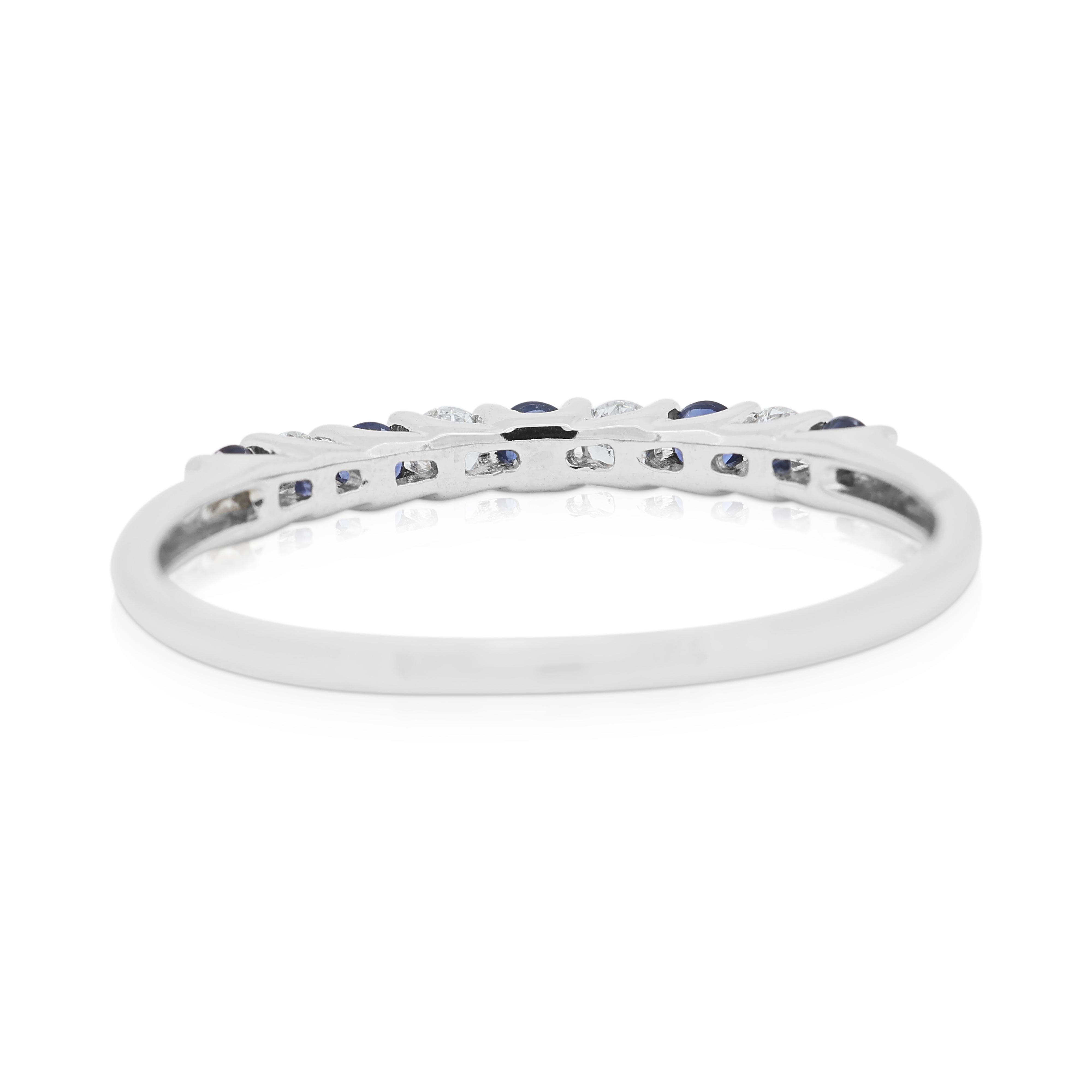 Elegant 0.6ct Sapphire and Diamond Ring in 18K White Gold 1