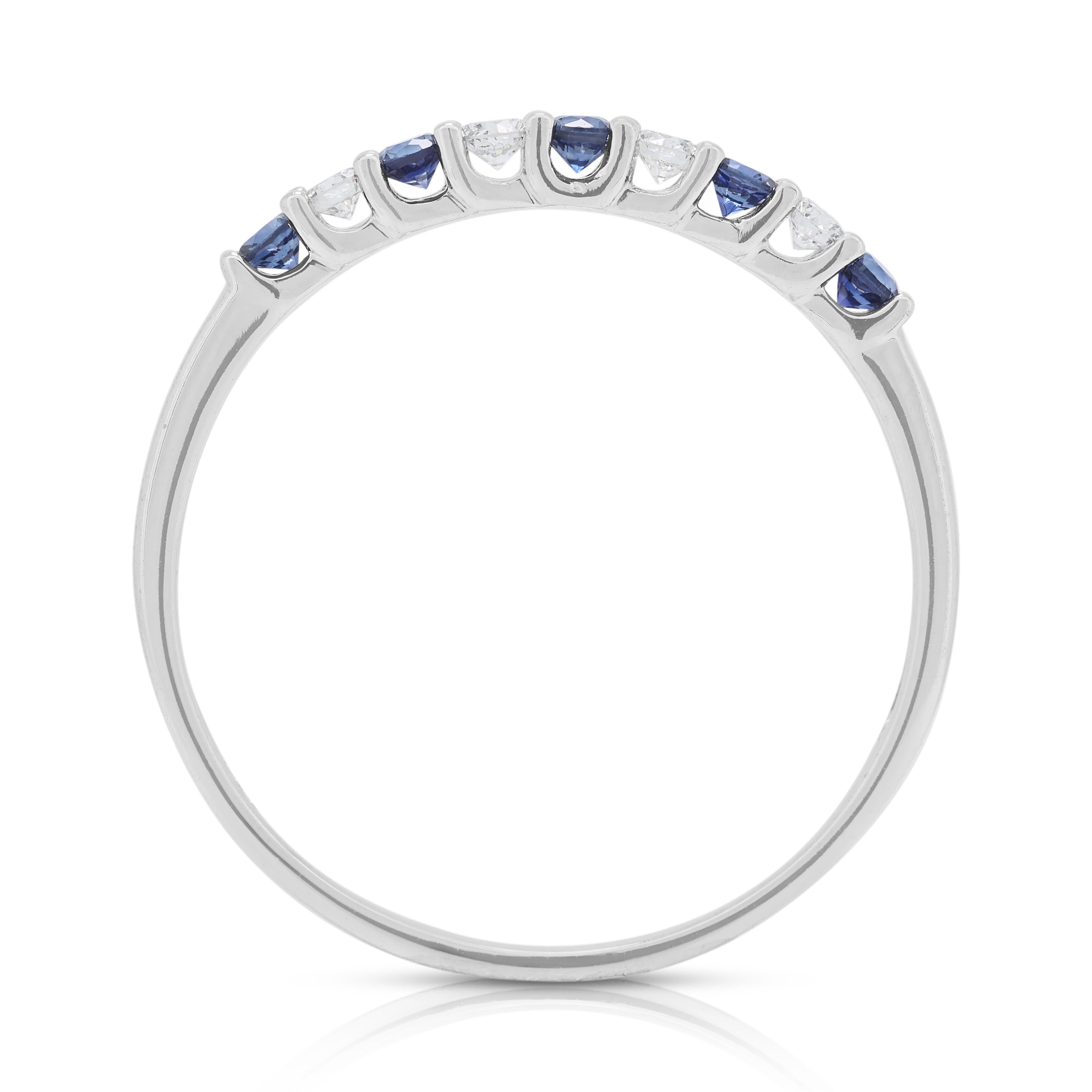 Elegant 0.6ct Sapphire and Diamond Ring in 18K White Gold 2
