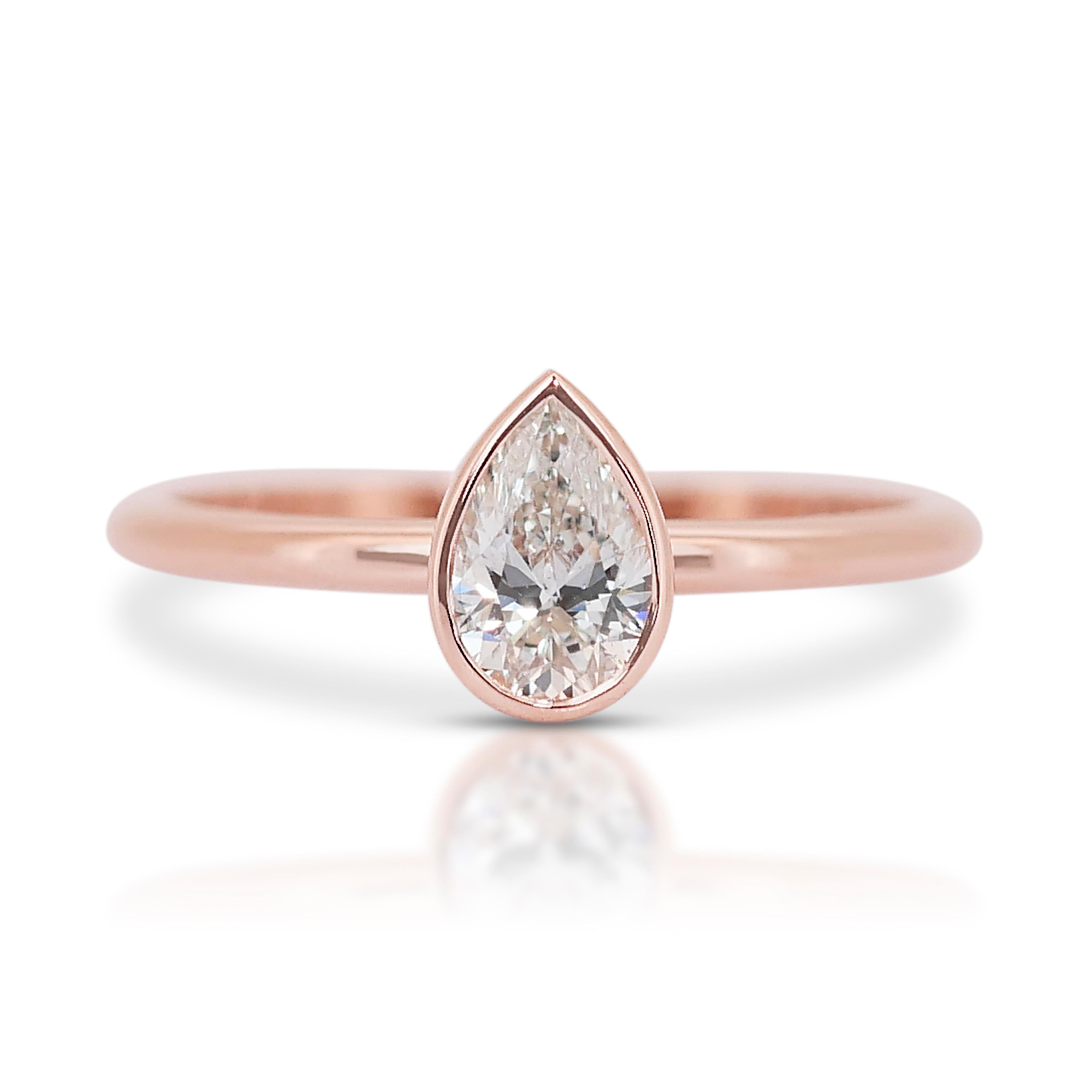 Solitär-Ring, Eleganter 0,70 Karat Doppelter ausgezeichneter Diamant im Idealschliff im Zustand „Neu“ im Angebot in רמת גן, IL