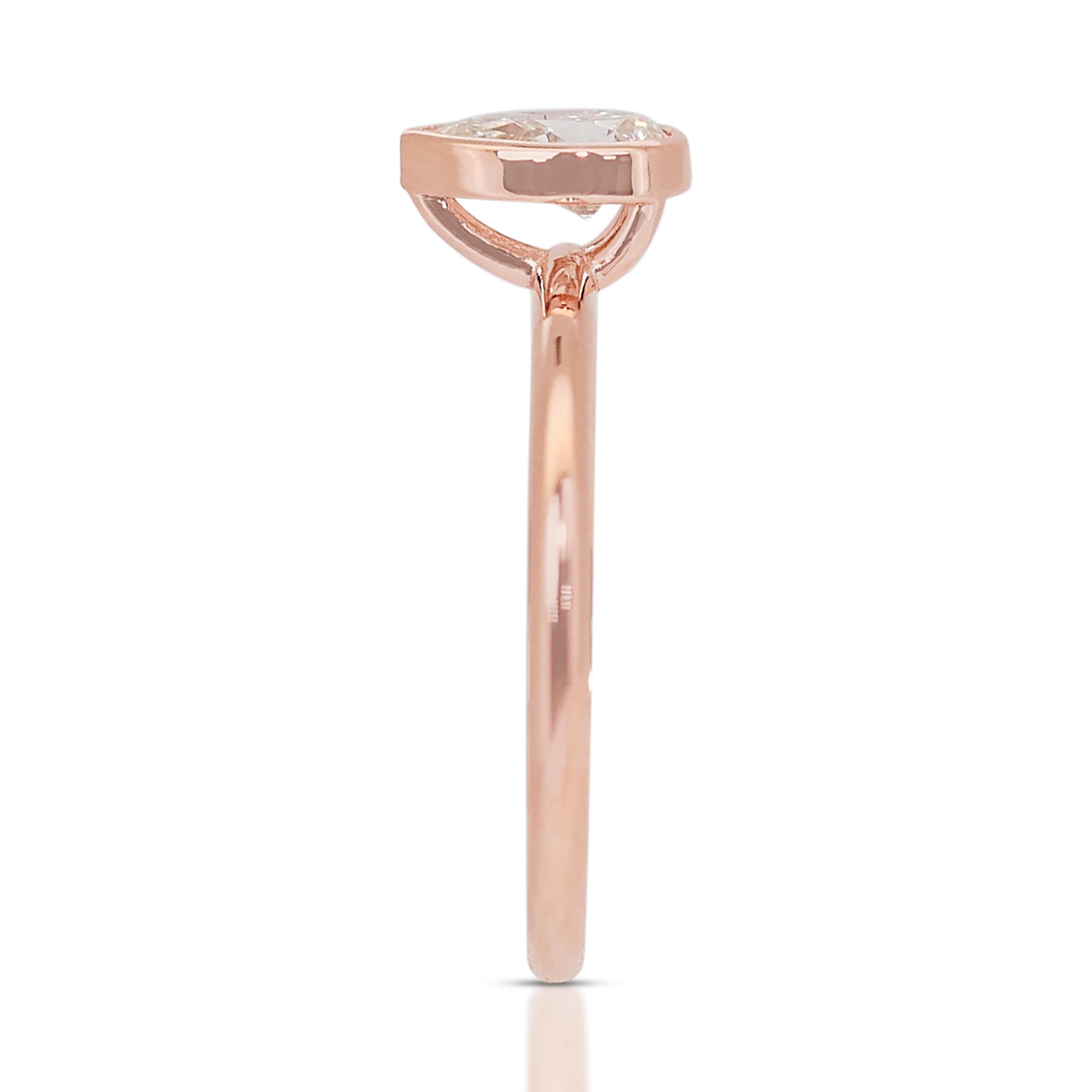 Solitär-Ring, Eleganter 0,70 Karat Doppelter ausgezeichneter Diamant im Idealschliff im Angebot 1
