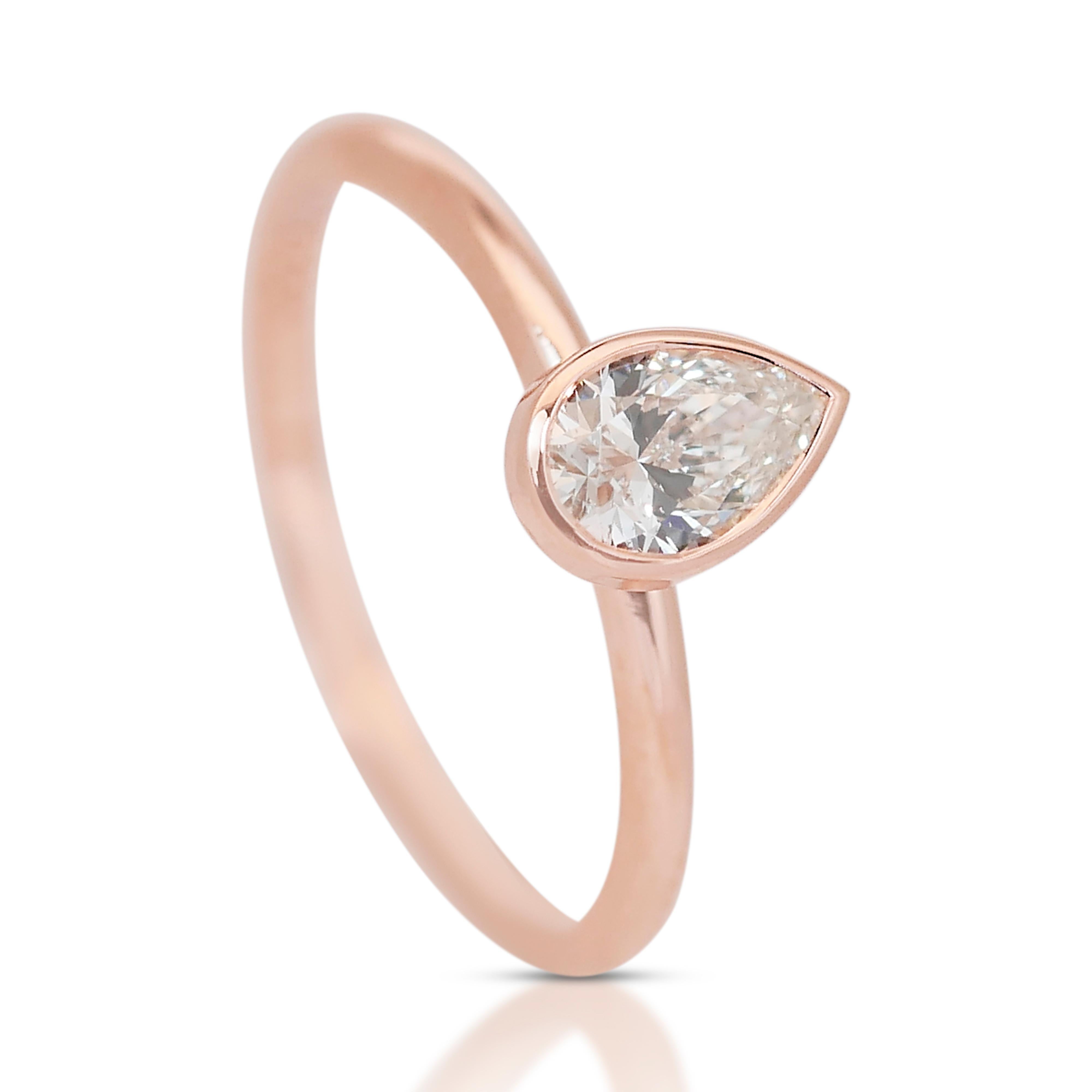 Solitär-Ring, Eleganter 0,70 Karat Doppelter ausgezeichneter Diamant im Idealschliff im Angebot 2