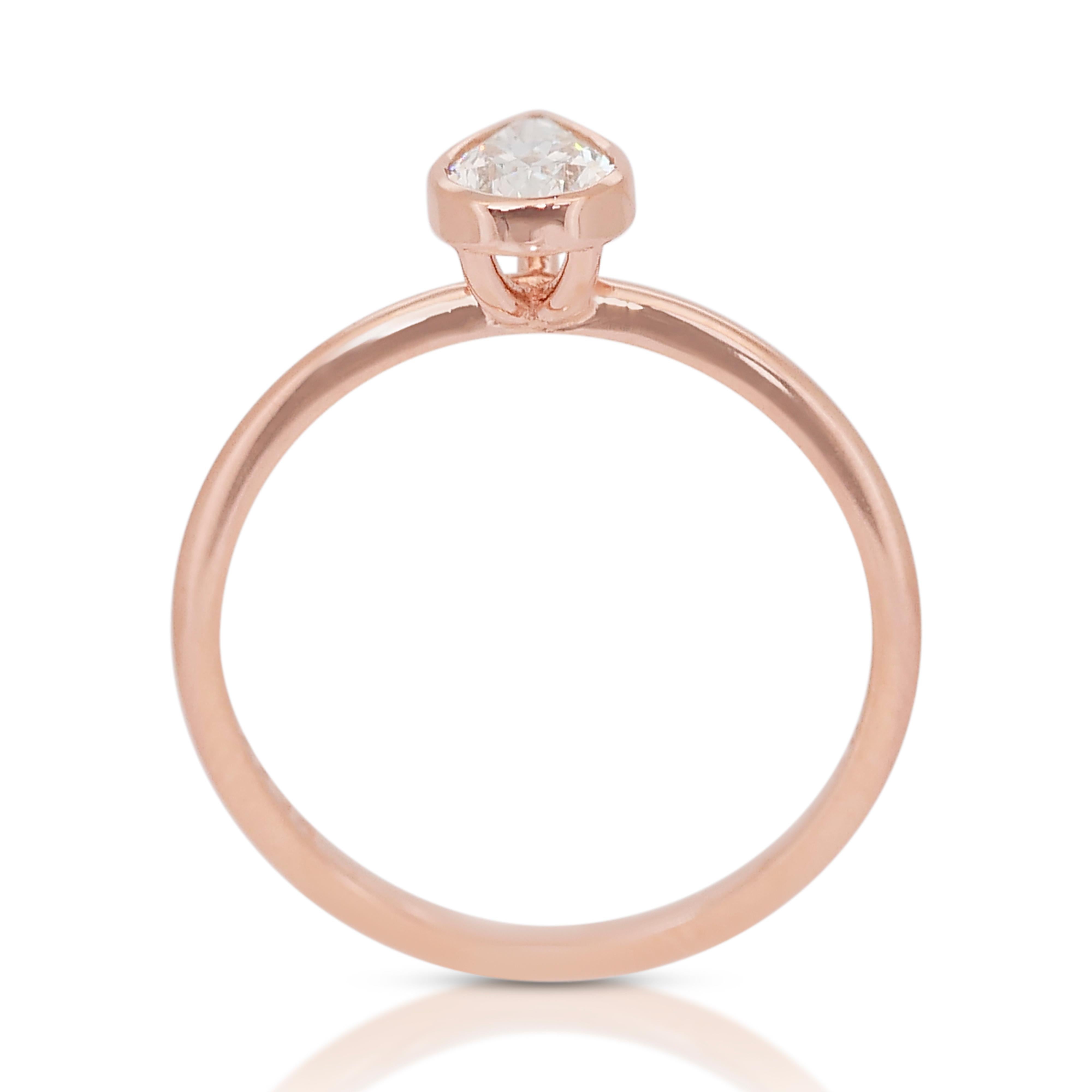 Solitär-Ring, Eleganter 0,70 Karat Doppelter ausgezeichneter Diamant im Idealschliff im Angebot 3
