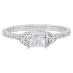 Elegant 0.75ct Diamonds Pave Ring in 18k White Gold - IGI Certified