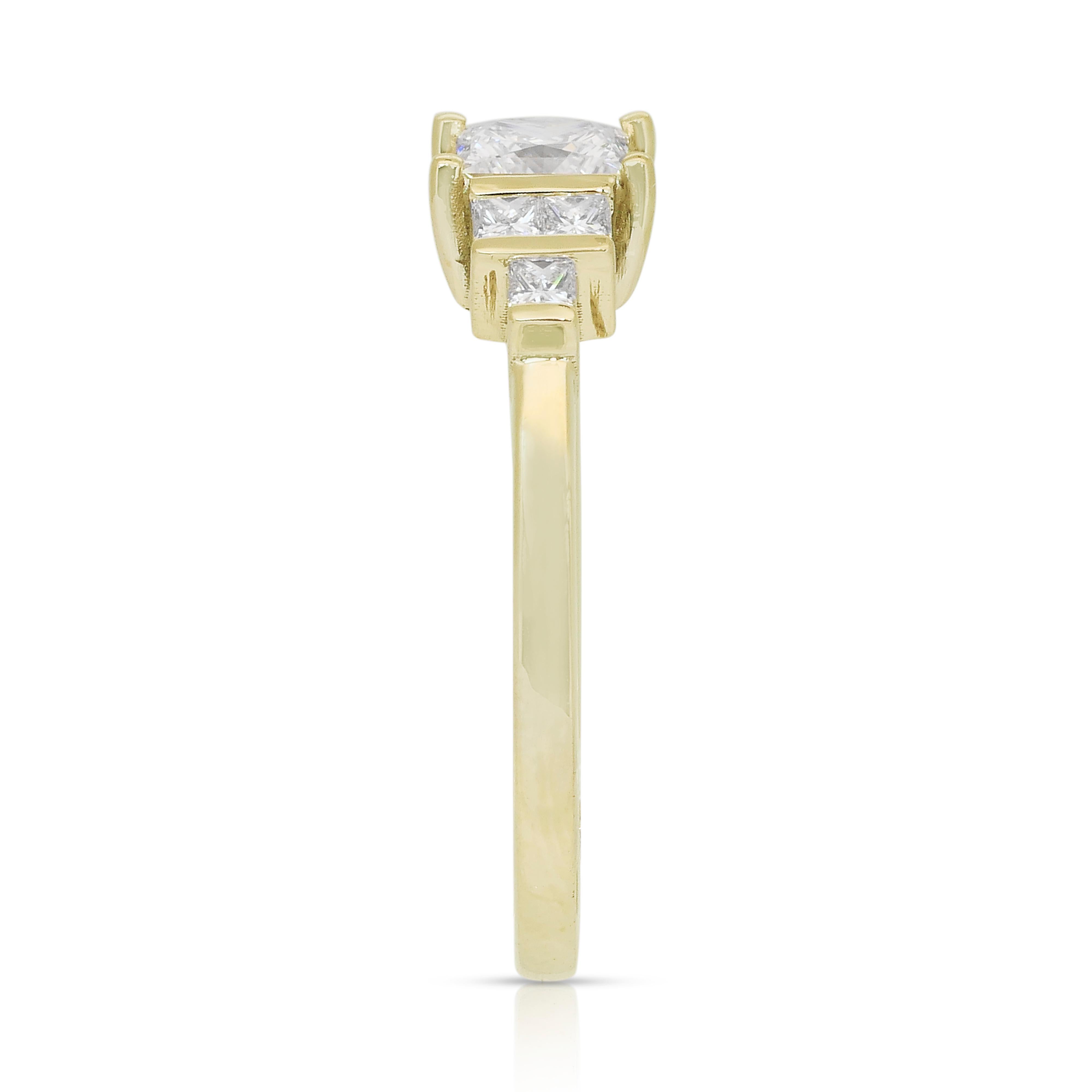 Elegant 0.75ct Natural Diamonds 7-Stone Ring in 18k Yellow Gold - GIA Certified 1