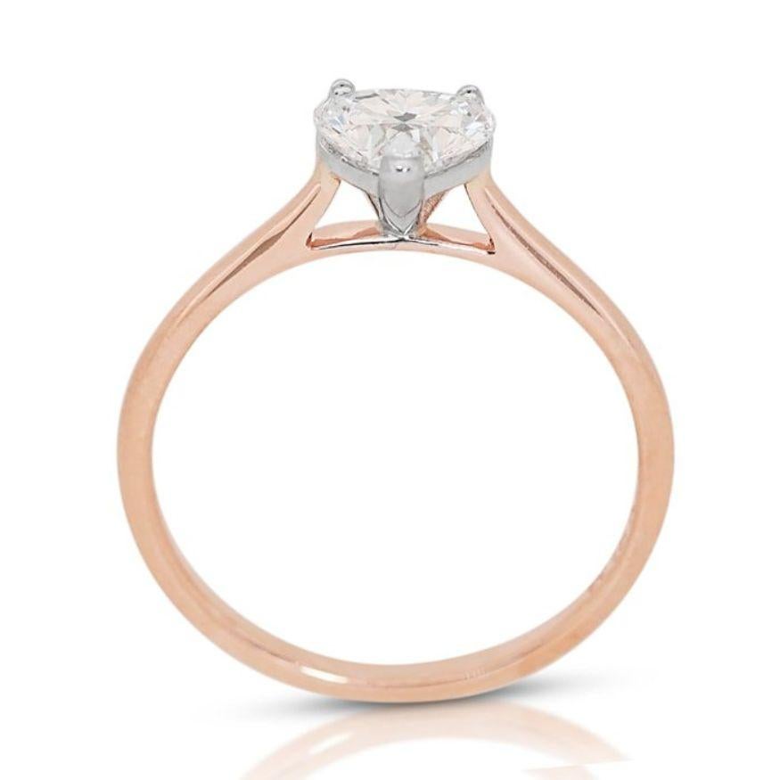 Women's Elegant 0.76ct Heart Cut Diamond Ring set in 18K Two-Toned Gold For Sale