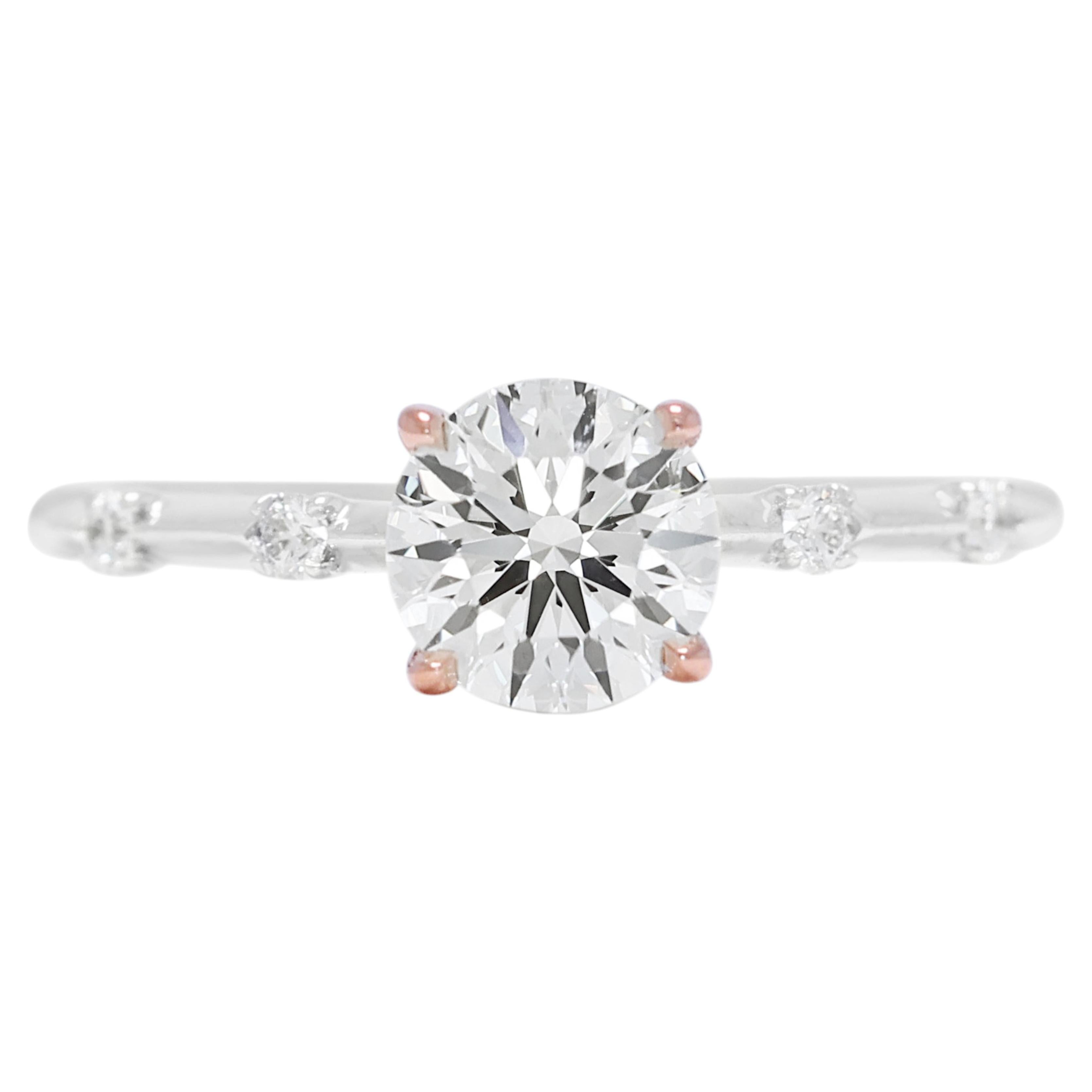 Eleganter 0,79ct Diamant-Verlobungsring in 18K zweifarbigem Gold - AGS zertifiziert