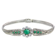 Elegant 0, 7ct Emerald 0, 8ct Diamond 18K Gold Bracelet